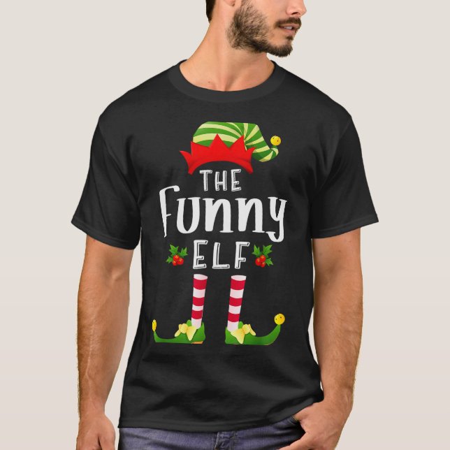 Funny Christmas Elf Matching Pajama X-mas Party  T-Shirt (Vorderseite)