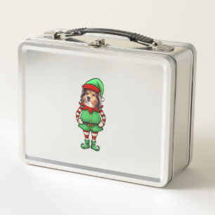Funny Christmas Elf Shetland Sheepdog Dog Sheltie Metall Brotdose