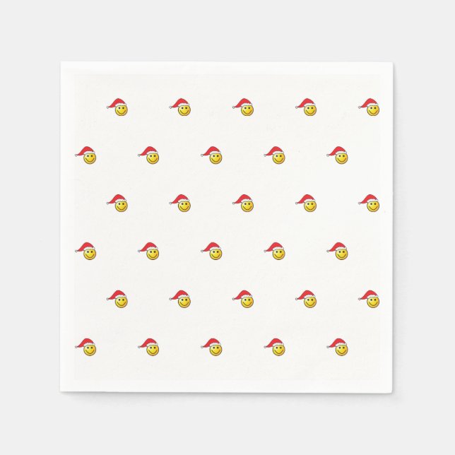 Funny Christmas Emoji Weihnachtsmannmütze Pattern Serviette (Vorderseite)