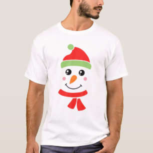 Funny Christmas Eve Boy Snowman Face Pajama Costum T-Shirt
