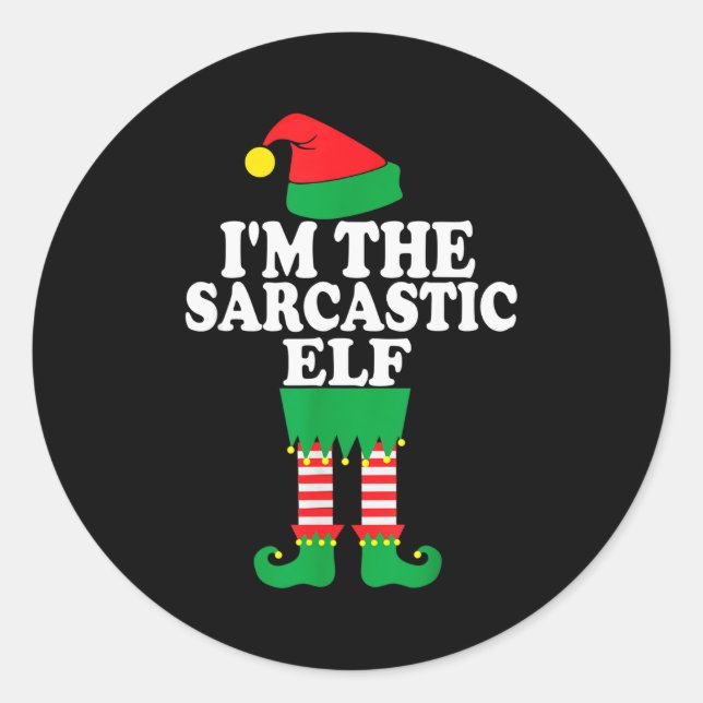 Funny Christmas Family I'm The Sarcastic Elf  Runder Aufkleber (Vorderseite)