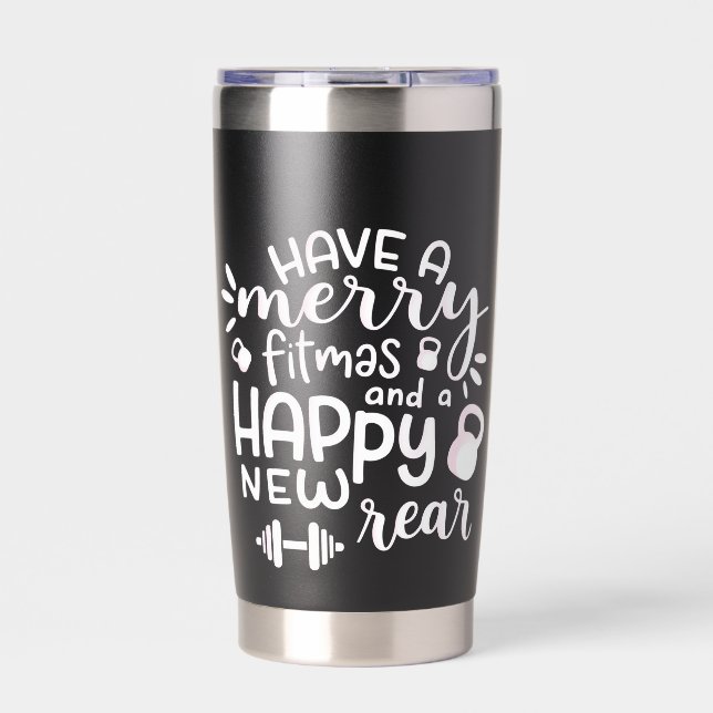 Funny Christmas Fitness Sarcastic Gym Holiday Gift Thermobecher (Vorderseite)