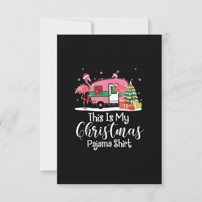 Funny Christmas Flamingo Camper Geschenke RSVP Karte (Vorderseite)