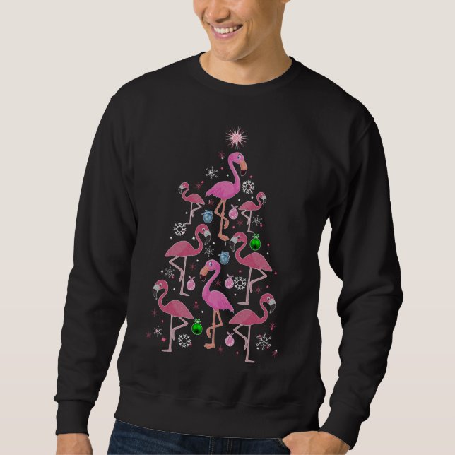 Funny Christmas Flamingo Tree Xmas Familienurlaub Sweatshirt (Vorderseite)