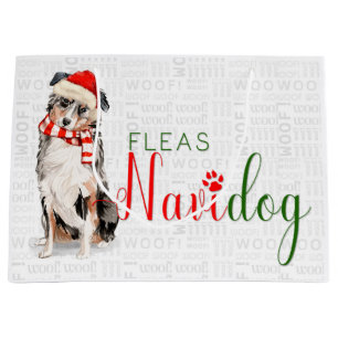 Funny Christmas Fleas Navidog Australian Shepherd Große Geschenktüte