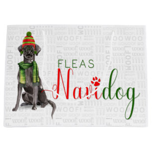 Funny Christmas Fleas Navidog mit Black Lab Große Geschenktüte