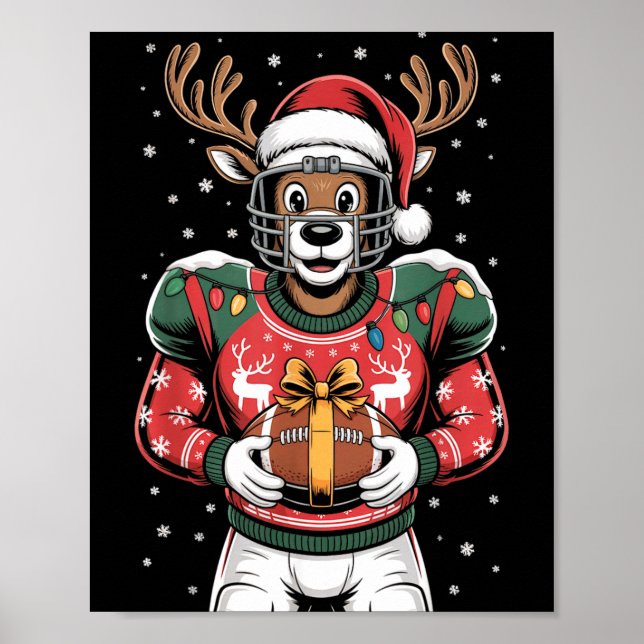 Funny Christmas Football Reindeer  Poster (Vorne)