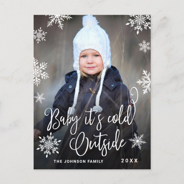 Funny Christmas FOTO Baby It's Cold Outside Postkarte (Vorderseite)