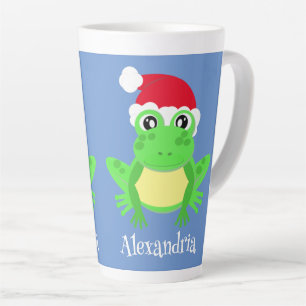 Funny Christmas Frog Weihnachtsmannmütze Blue Nove Milchtasse