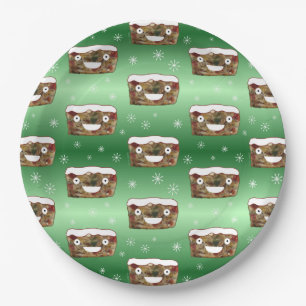 Funny Christmas Fruitcake Muster Grün Pappteller