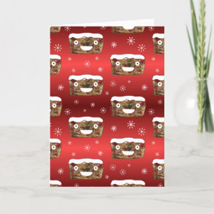 Funny Christmas Fruitcake Muster Red Feiertagskarte