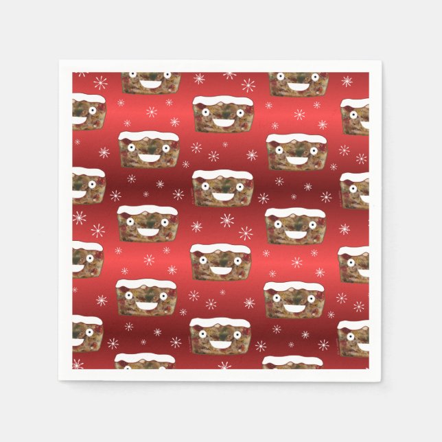 Funny Christmas Fruitcake Muster Red Serviette (Vorderseite)