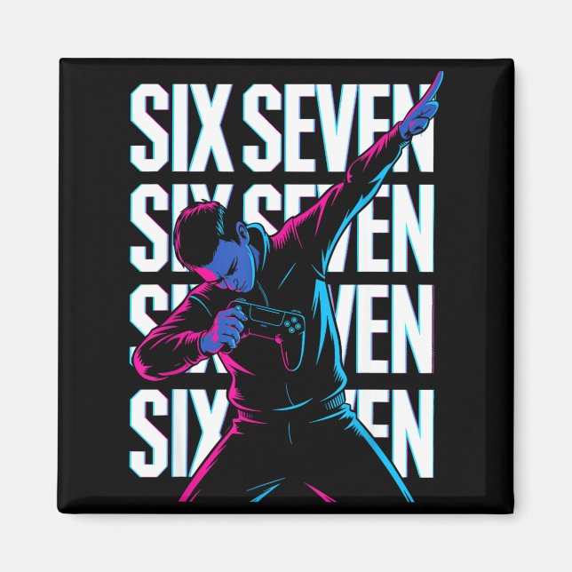 Funny Christmas Gamer Dabbing Xmas Dab Six Seven 6 Magnet (Vorne)