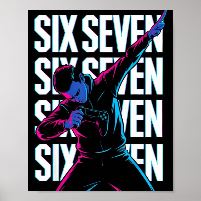 Funny Christmas Gamer Dabbing Xmas Dab Six Seven 6 Poster (Vorne)