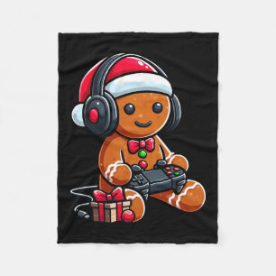 Funny Christmas Gamer Gingerbrei Xmas Gaming Men Fleecedecke