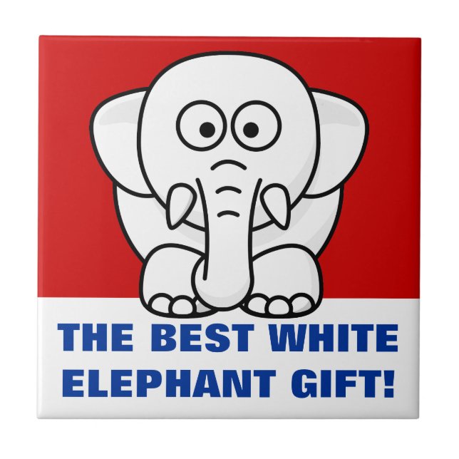 Funny Christmas Geschenk: Real White Elephant Gesc Fliese (Vorderseite)