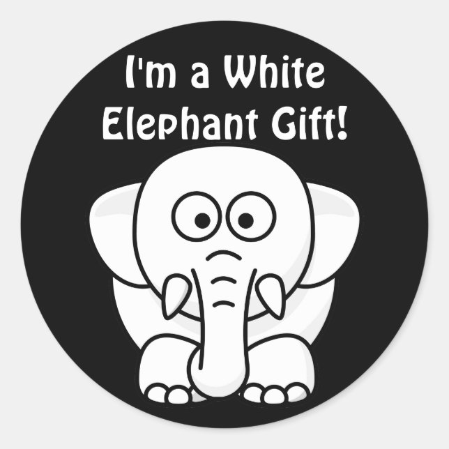 Funny Christmas Geschenk: Real White Elephant Gesc Runder Aufkleber (Vorderseite)