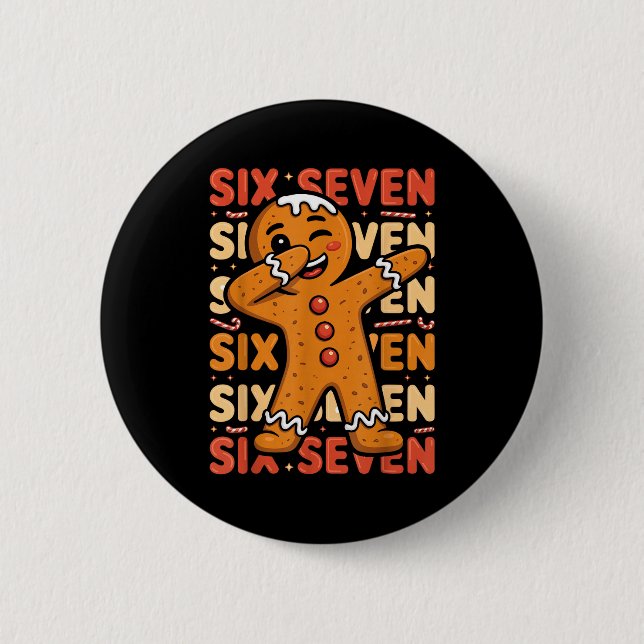 Funny Christmas Gingerbread Cookie Dab Six Seven 6 Button (Vorderseite)