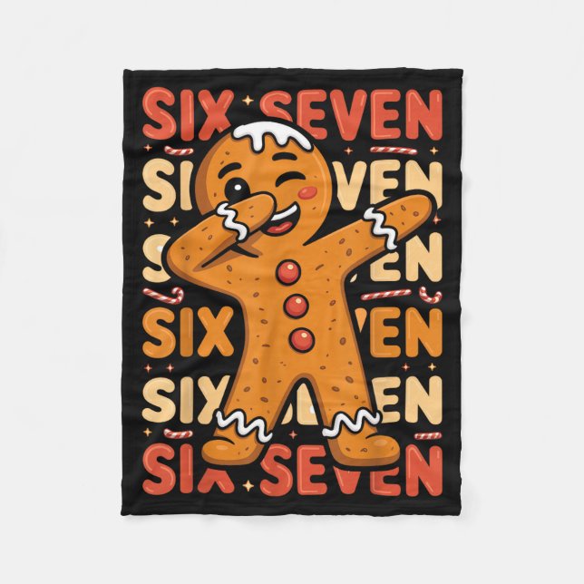 Funny Christmas Gingerbread Cookie Dab Six Seven 6 Fleecedecke (Vorderseite)