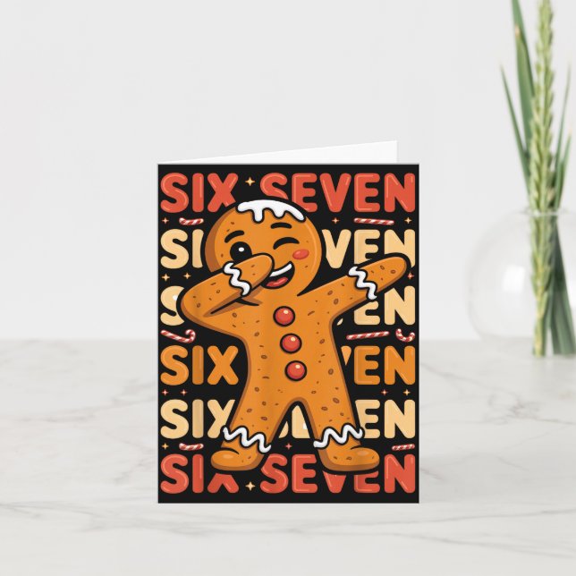 Funny Christmas Gingerbread Cookie Dab Six Seven 6 Karte (Vorderseite)