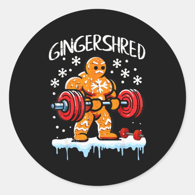 Funny Christmas Gingerbread Gingershred Gym Bodybu Runder Aufkleber (Vorderseite)