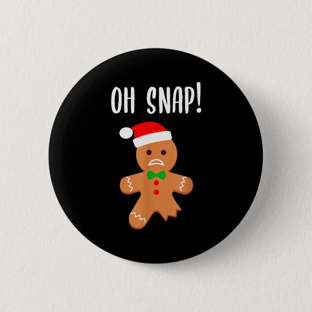 Funny Christmas Gingerbread Man Oh Snap Outfit Paj Button (Vorderseite)