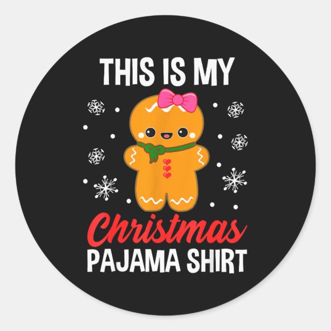 Funny Christmas Gingerbread Man Pajama Pj Outfit G Runder Aufkleber (Vorderseite)