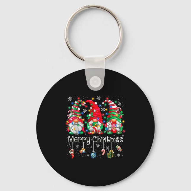 Funny Christmas Gnome Hanging With My Gnomies Fami Schlüsselanhänger (Vorderseite)