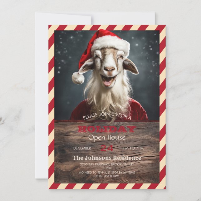 Funny Christmas Goat Einladung (Vorderseite)