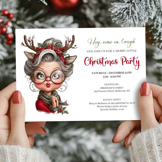 Funny Christmas Granny Festive Party Invitation Einladung (Funny Christmas Granny Festive Party Invitation)