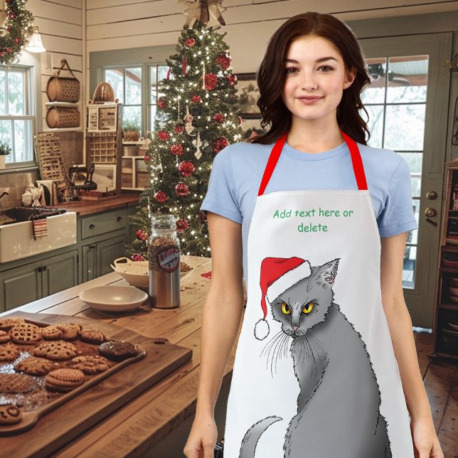 Funny Christmas Gray Cat Schürze (Von Creator hochgeladen)