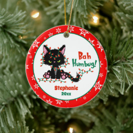 Funny Christmas Grumpy Cat Bah Humbug Keramik Ornament