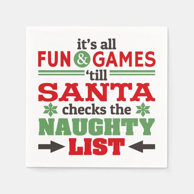 Funny Christmas Gruß Typografie in Rot/Grün Serviette (Vorderseite)