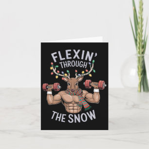 Funny Christmas Gym Workout Reindeer Flexin Karte