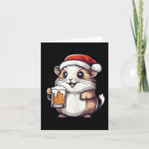 Funny Christmas Hamster mit Bier-Comic Karte