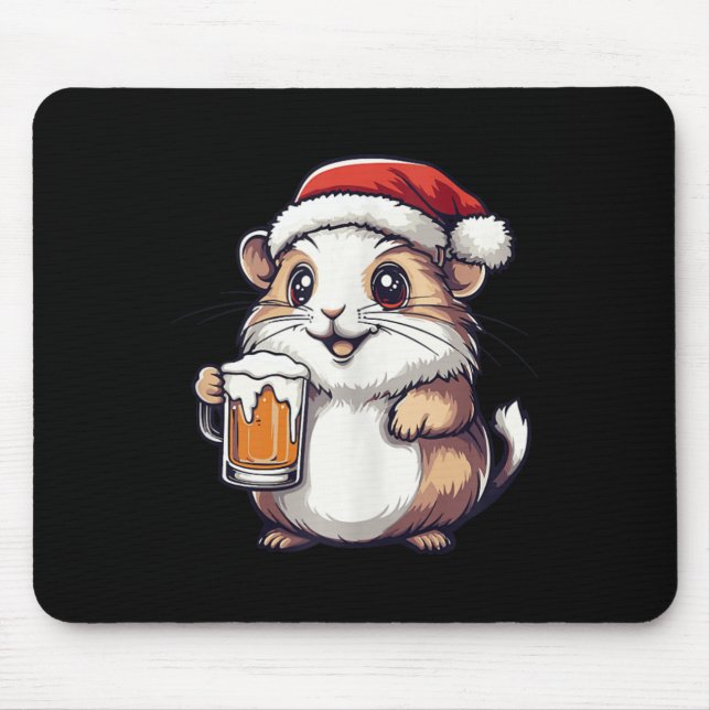 Funny Christmas Hamster mit Bier-Comic Mousepad (Vorne)