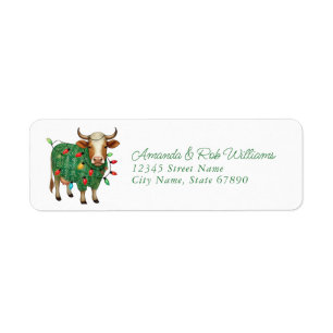 Funny Christmas Highland Cow Rücksendeadressen-Auf