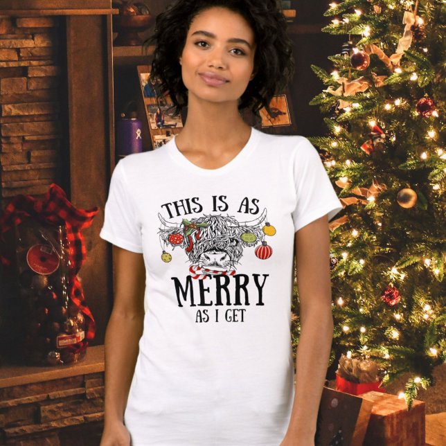 Funny Christmas Highland Cow T-Shirt (funny highland cow christmas shirt)