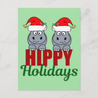Funny Christmas Hippo Pub Niedlicher grüner Urlaub