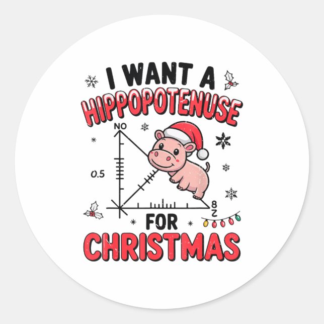 Funny Christmas Hiptamus Math Teacher Gift Ugly Sw Runder Aufkleber (Vorderseite)