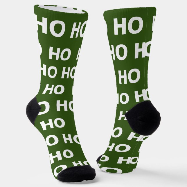 Funny Christmas Ho Ho Ho Green White Holiday Socken (Gewinkelt)