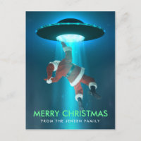 Funny Christmas Holiday Postkarten | Santa UFO