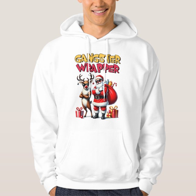 Funny Christmas Hoodie - Gangster Wrapper Santa (Vorderseite)