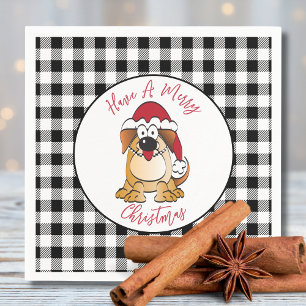 Funny Christmas Hund Cartoon Weihnachtsmannmütze U Serviette