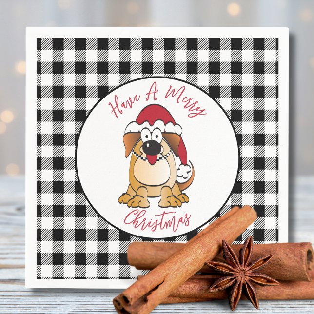 Funny Christmas Hund Cartoon Weihnachtsmannmütze U Serviette (Von Creator hochgeladen)