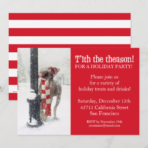 Funny Christmas Hund Licks Pole Einladung