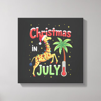 Funny Christmas in July Shirt Santa Giraffe Palm T Leinwanddruck