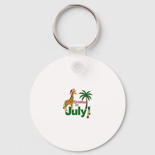 Funny Christmas in July Shirt Santa Giraffe Palm T Schlüsselanhänger (Vorderseite)