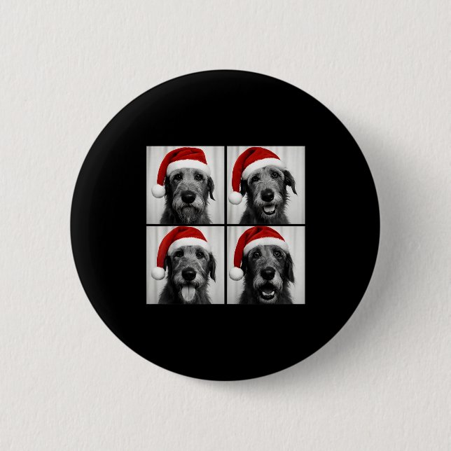 Funny Christmas Irish Wolfhound Santa Dog Lover Ph Button (Vorderseite)