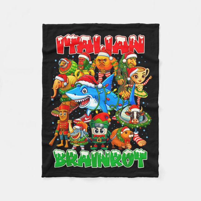 Funny Christmas Italian Brain Rot Italian Brainrot Fleecedecke (Vorderseite)